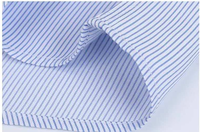 Quality Plus Size S To 8xl Formal Shirts for Men Striped Long Sleeved Non-iron Slim Fit Dress Shirts Twill Social Man's Clothing