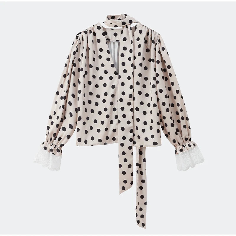 Polka Dot Polka Dot Skirt 2 Piece Set Women Elegant Scarf  Long Sleeve Shirts Suit Spring Lady Fashion Commucate Outwear 2026