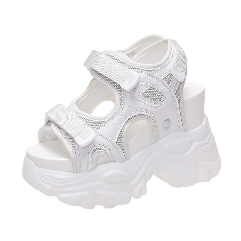 Comemore 2022 Platform Gladiator Sandals Lace Up White Sandals Women High Heels Wedges Casual Sports Shoes Woman Spring Summer
