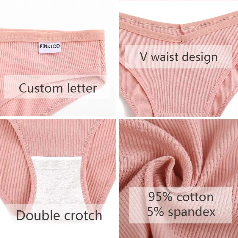 5PCS Women Cotton M-4XL Panties Briefs Female Sexy V Wasit Underwear Ladies Underpants Pantys Girls Plus Size Intimates Lingerie