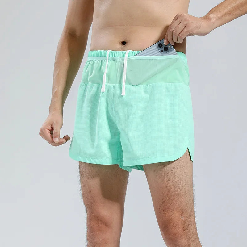 Men's Sports Shorts Quick Drying Fitness Professional Marathon Training Double-layer Three-quarters Running Shorts