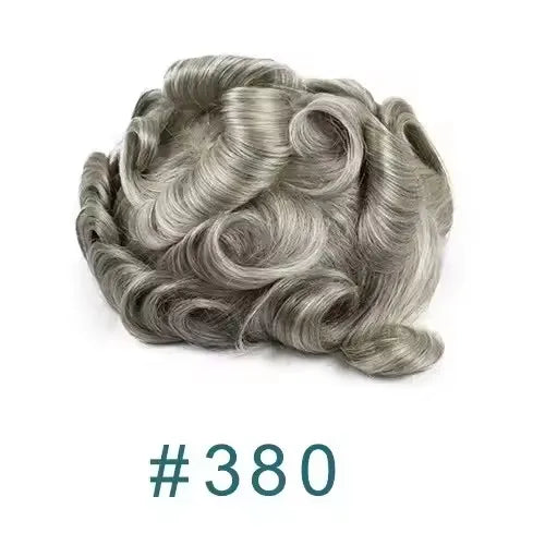 80%Density Natural Hairline 0.02mm Ultra Thin Skin Invisible Mens Toupee Brown Blonde Grey Human Hair Capillary Prosthesi System