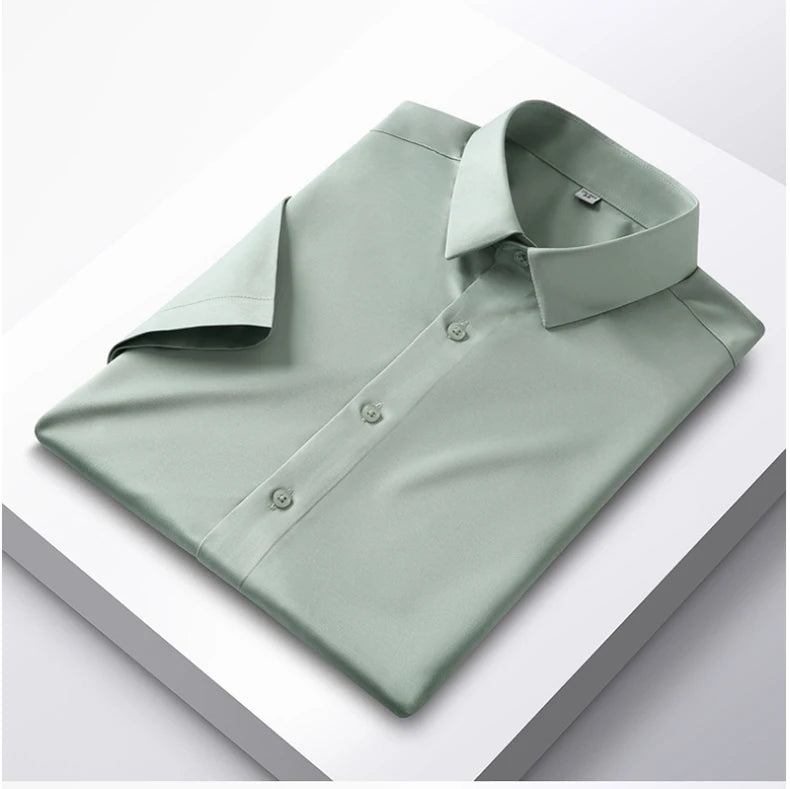 Men's 6XL Large High Quality Formal Shirts Short Sleeve Summer Clothing Non iron Business Casual ice Silk ice Feeling T-Shirts