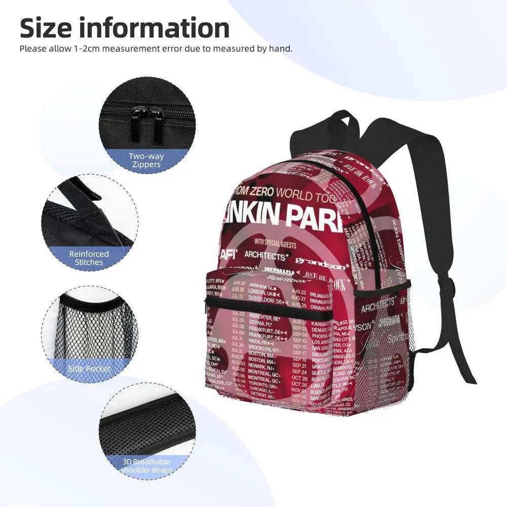 L-Linkin-S P-Park-S Band Student Backpack School Bag Hiking Travel Daypack for Boys Girls Fashion Bookbag Shoulder Bags