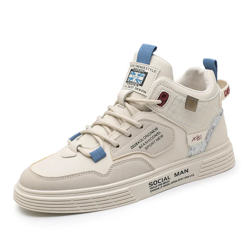 Men's Trend Casual Shoes Leather Shoes White Sneakers Leisure Male Sneakers Non-slip Footwear Men Vulcanized Shoes Size 39-46