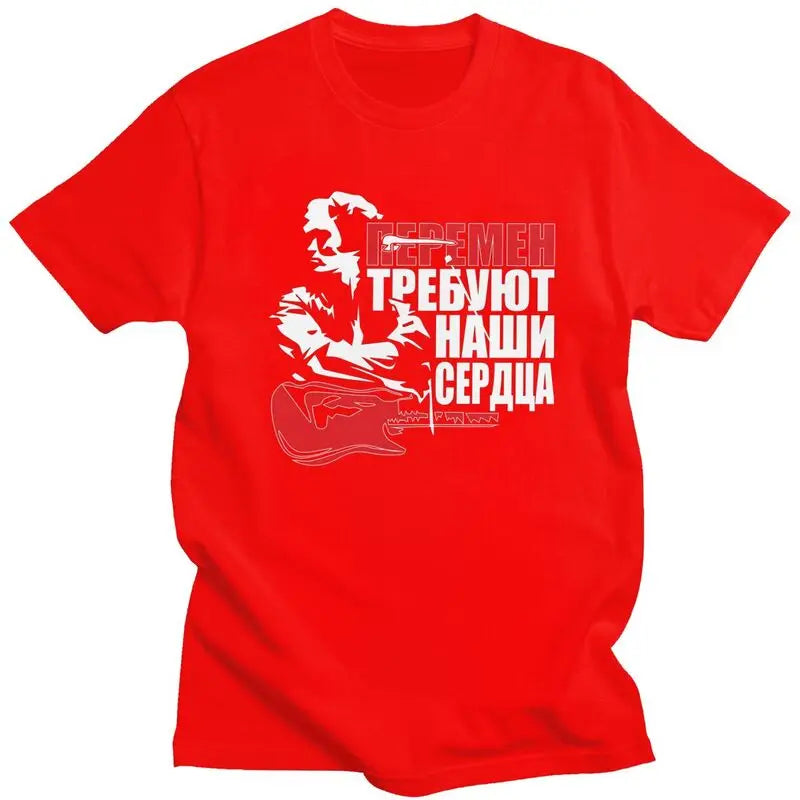 Custom Classic Viktor Tsoi Kino T Shirt Men Short Sleeve Cotton T-shirt Casual Russian Rock Band Legend Tees Streetwear Tshirt