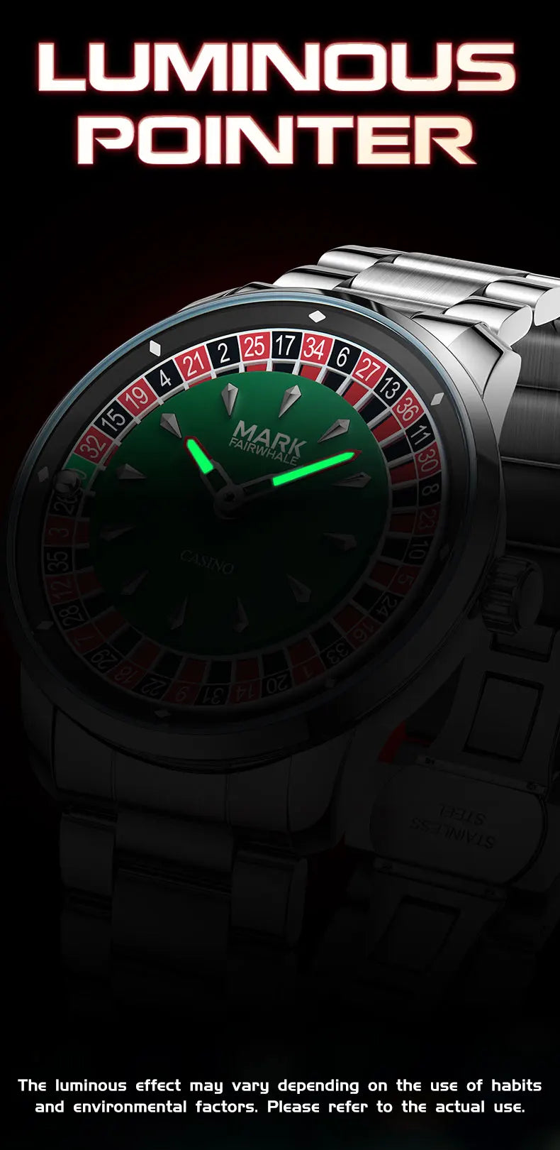 Mark Fairwhale 5031 Fashionable Roulette Men watch Trendy Night Light Waterproof Quartz Watch Light Luxury Watches for Men