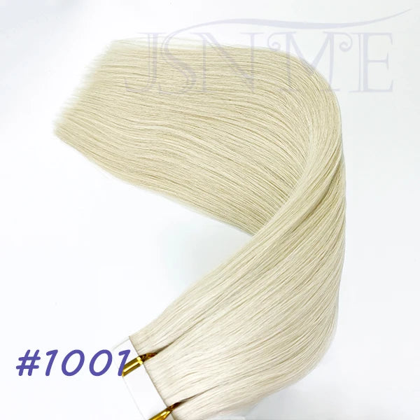 JSNME High Quality Tape In Hair Extension Invisible 100% Real Human Hair Straight Tape Ins  Brown Blonde 2.5g/pcs 16-22 Inch