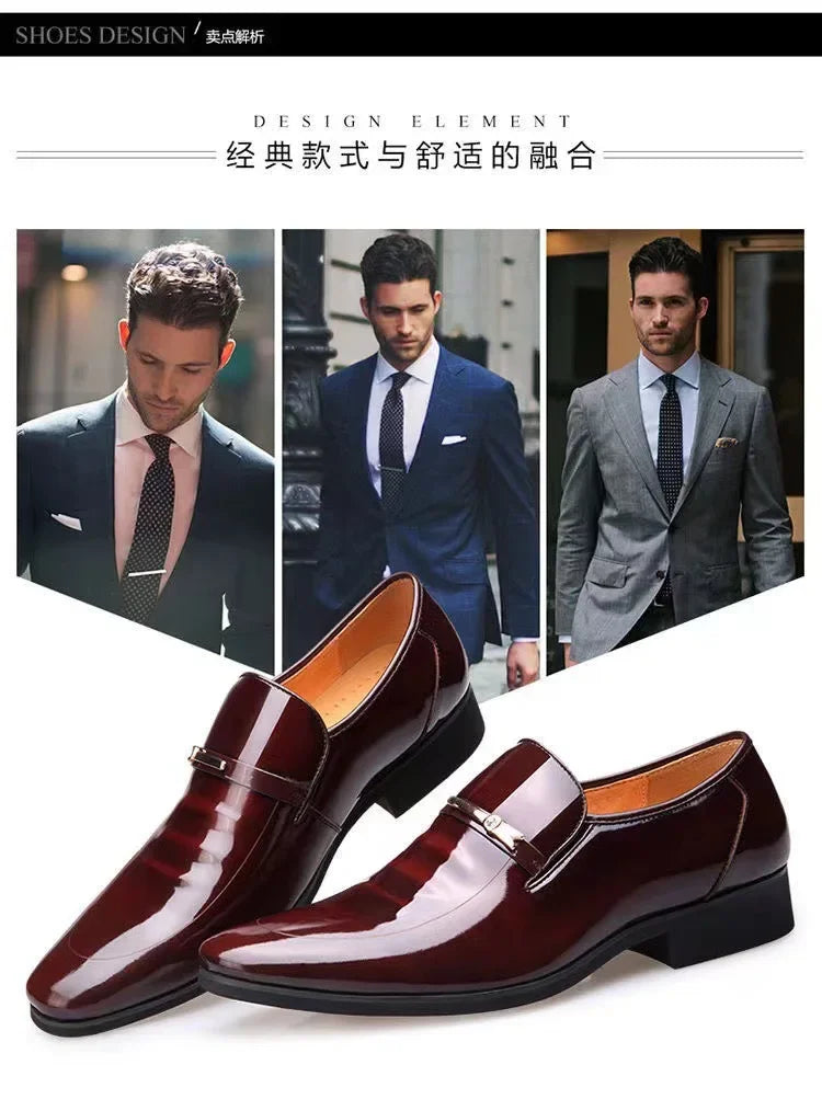 Luxury Business Oxford Leather Shoes Men's Breathable Patent Leather Formal Shoes Plus Size Mans Office Wedding Flats Male Black