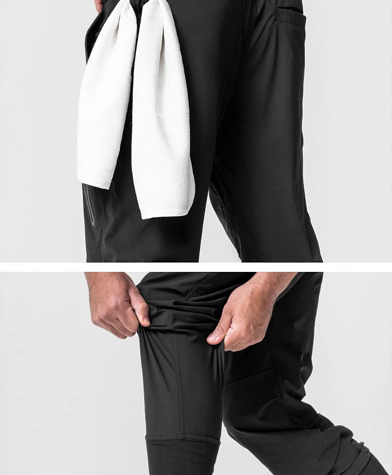 Mens Summer Quick Dry Streetwear Trousers Man Running Joggers Pants Sweatpants Bodybuilding Sports Compression Trackpants