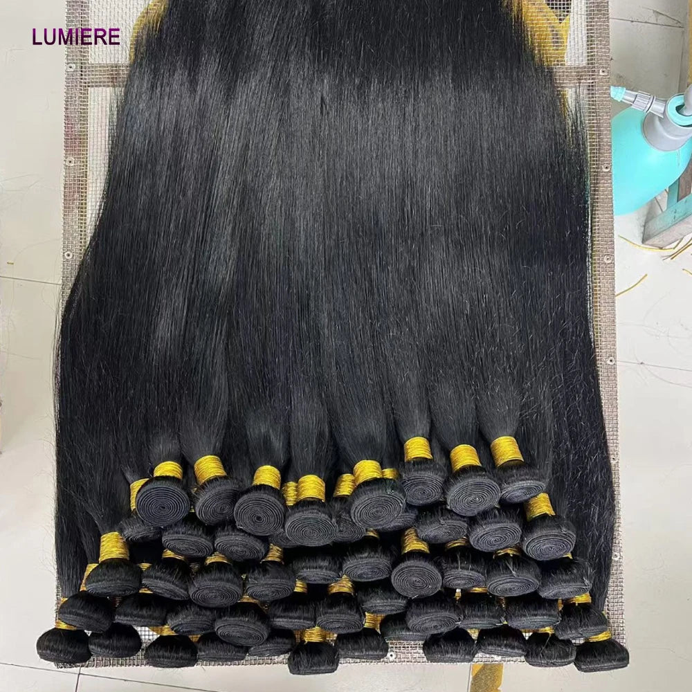 38 40 Inch Bone Straight 100% Virgin Unprocessed Human Hair Bundles Deal Raw Hair Extensions Brazilian Natural Black Wholesale