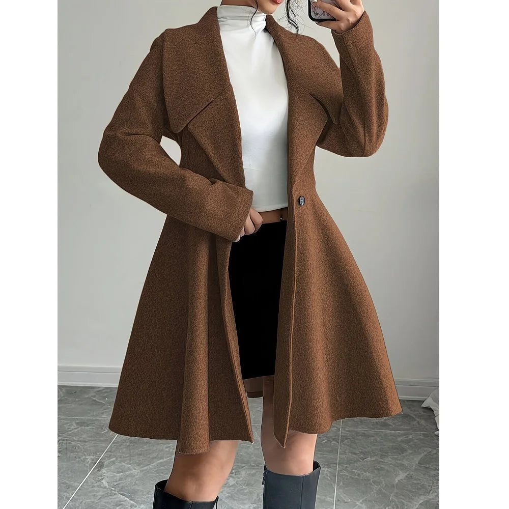 Women Woolen Coats Long Sleeve Turn-down Collar Jackets Ladies Autumn Winter Outerwear Coat
