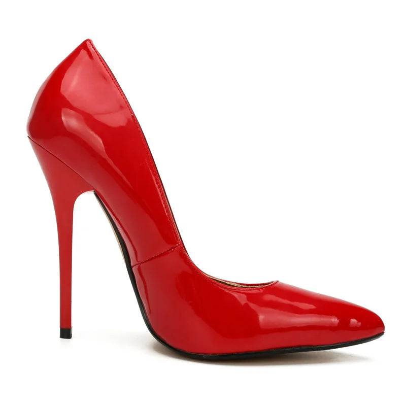 Sexy Extreme High Heels Pumps Women Shoes Large Size 45 Point toe Black Red Heeled Autumn Office Party Wedding Shoes Female