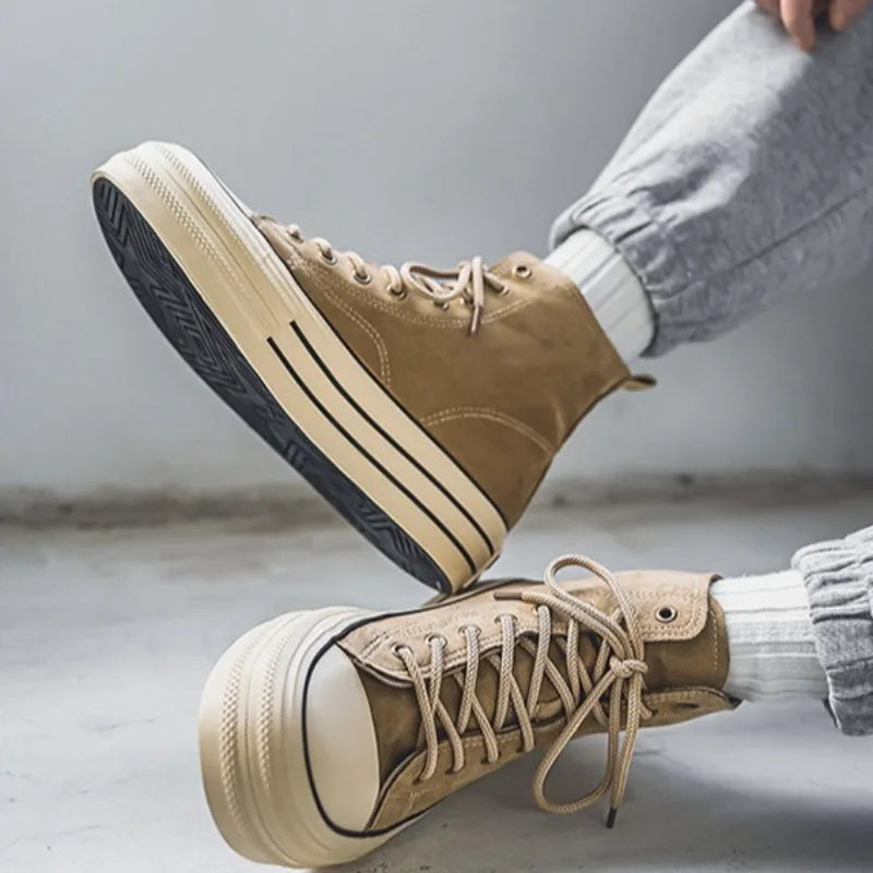 Couple Sneakers Classics Denim Canvas Shoes Fashion High Top Casual Shoes Platform Vulcanized Shoes for Men Lace Up Ankle Boots