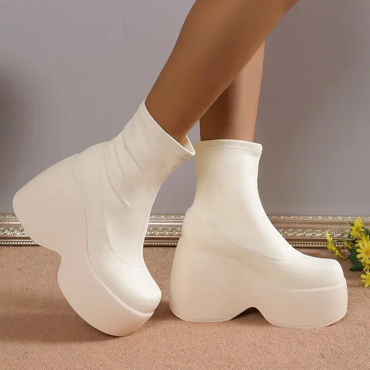 Brand Women Boots Gothic Style Platform Women Ankle Boots High Quality Walking Comfy Woman Shoes New Sexy High Heels Big Size 43