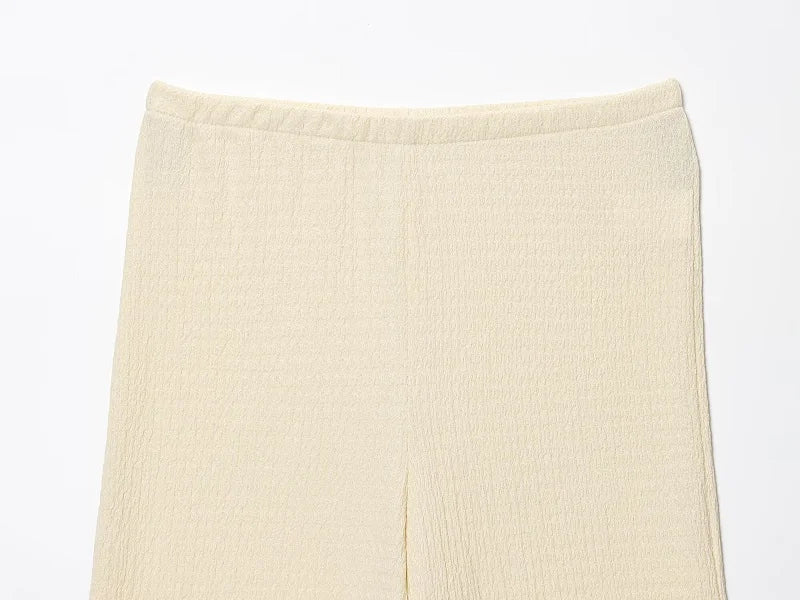 MUJER 2025 Women's Pants Sets Textured High Waist Pants for Women Summer Loose Pants Woman Streetwear Casual Trousers Womens
