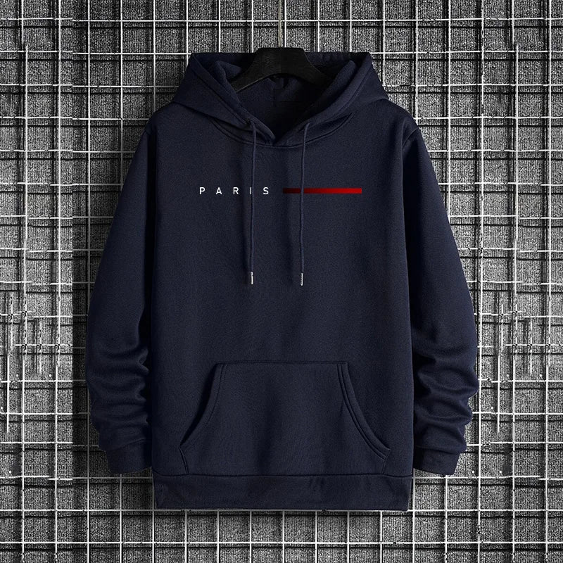 Trendy Mens Hooded Sweatshirt 2025 Urban Street Style Paris Hip Hop Fashion Hoodie Male Casual Cool Outerwear Autumn Winter Coat