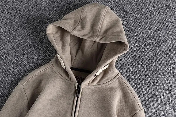Men's Thickened Fleece Hoodie Sweatshirt Autumn Winter Heavyweight Sporty Casual Zipper Jacket Vintage Youth Open Cardigan