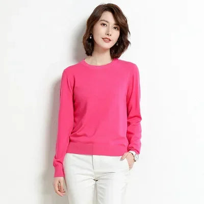 Autumn Winter Women's Sweater O-neck Cashmere Solid Pullovers Slim Bottoming Shirt Long Sleeve Casual Basic Pull Femme Sweater