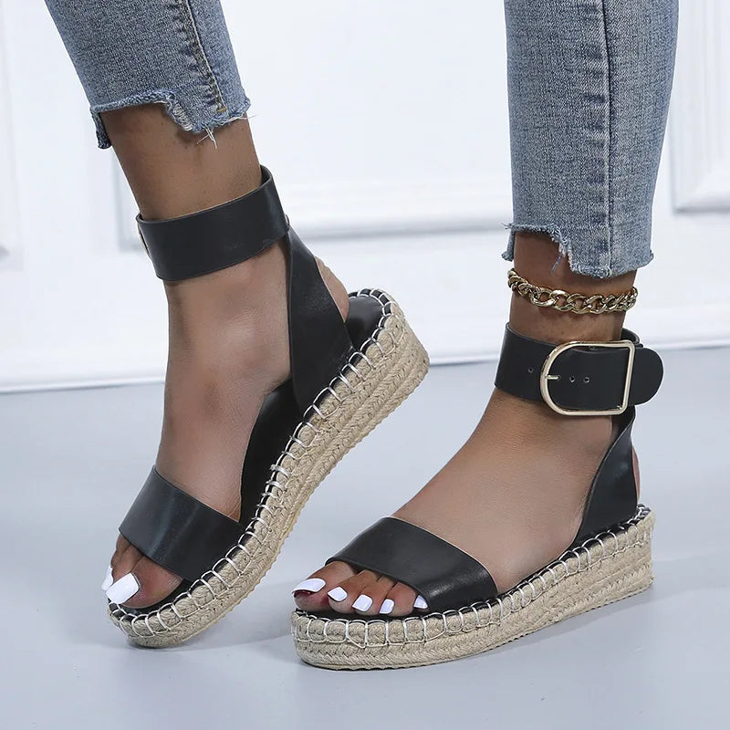 Women's wedge sandals comfortable optical sole large size spring and summer women's shoes hot sale 2024