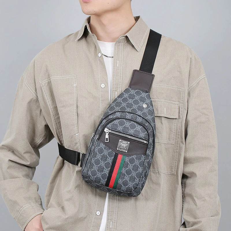 Men's Multifunction Messenger Bag Shoulder Cloth Chest Bags Crossbody Casual  Handbag with Earphone Hole