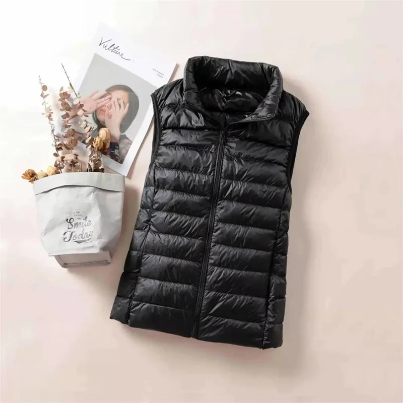 Ultralight Down Vest Women 2026 New Sleeveless Jacket Female White Duck Down Waistcoat Female Warm Puffer Jacket Outwear M-8XL