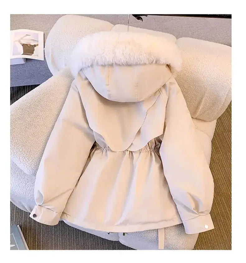 Detachable Pai Overcomes Women's Winter 2026 New Casual Down Cotton Thicken Hooded Coat Female loose Warm Wool Overcoat BAZAARHUBO