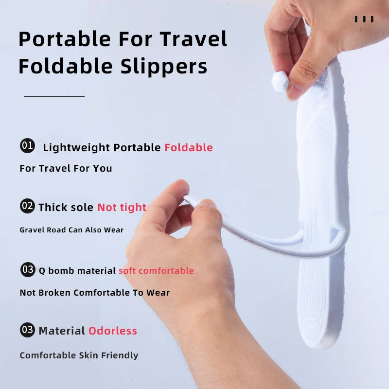 Folding Slippers Trip Travel Portable Slides Women Men Light Home Hotel Salon Homestay Guest Use Sandals Bathing Beach Shoes