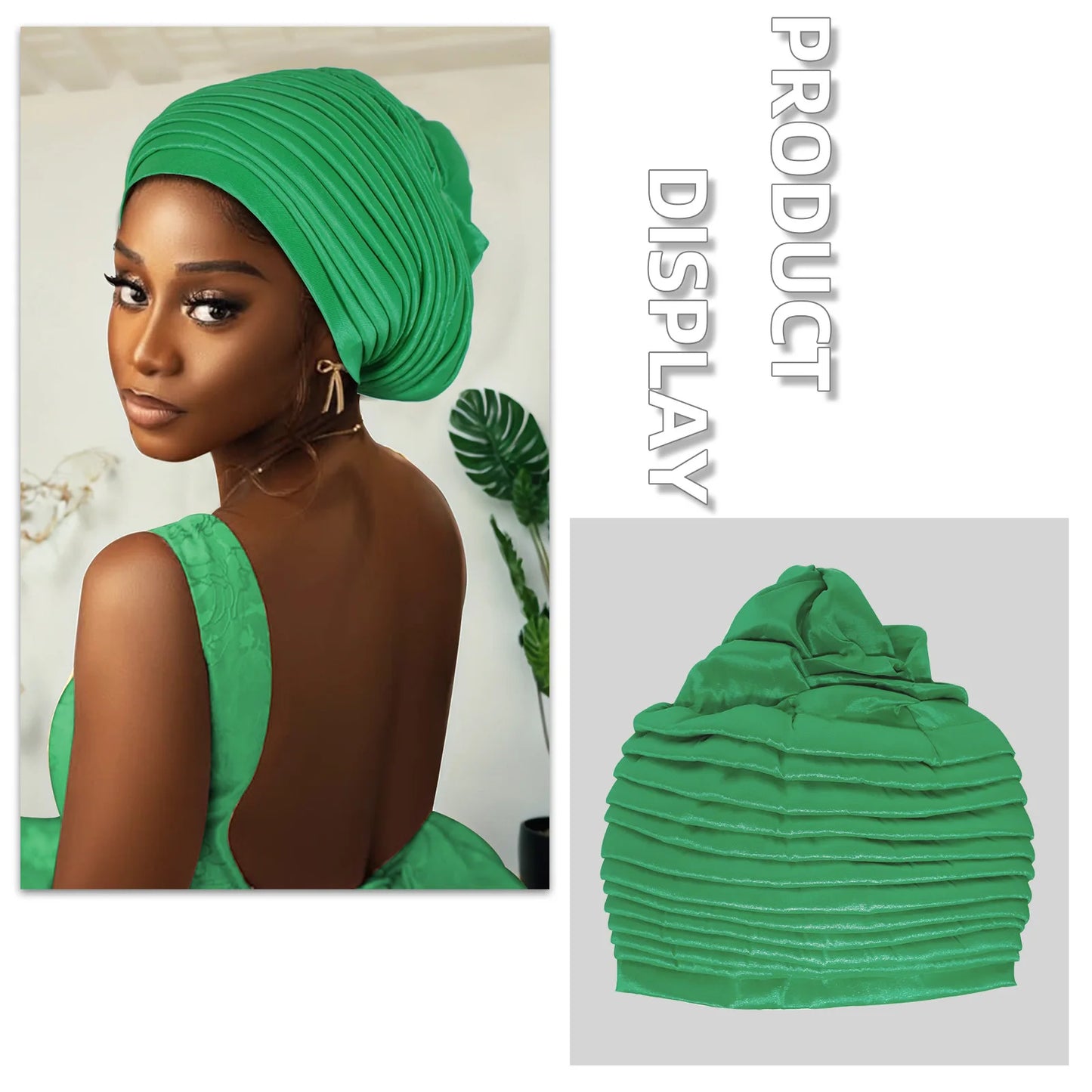 New African Auto Gele Headties Muslim Turban Hijab for Women Pleated Bonnet Indian Cap Nigeria Head Wrap Hat Wedding Geles Scarf