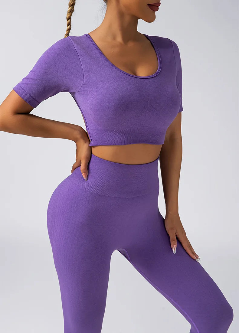Women's Yoga Sets Seamless Sportswear 2-Piece Gym Yoga Clothes Sport Bra + Leggings Running Wear Skinny Sports Workout Sets Suit