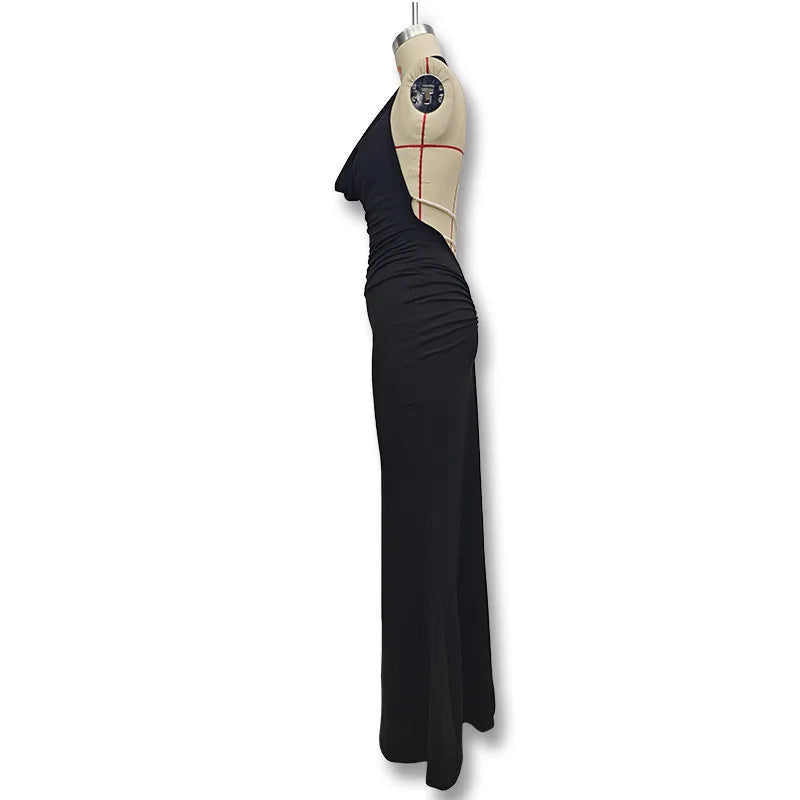 New Swing Collar Sleeveless Elegant Backless Long Dress Spicy Girl Solid Color Sexy Y2K Women Long Skirt Summer Fashion Dresses