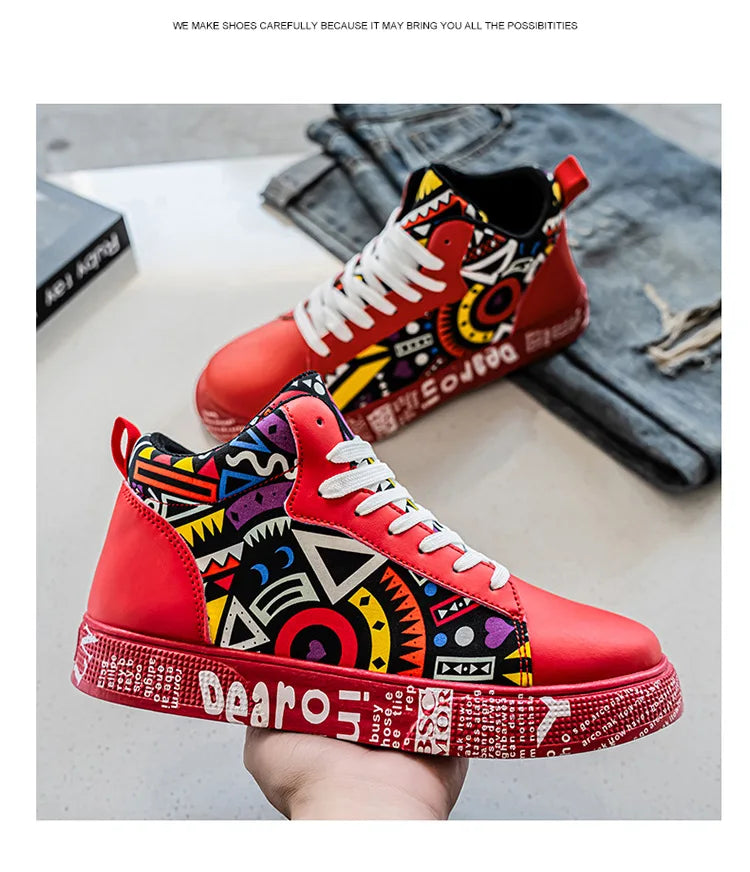 Mens Casual Sport Shoes 2026 Autumn Fashion Comfort Non Slip Casual Sneakers Platform Outdoor Running Shoes Graffiti Board Shoes