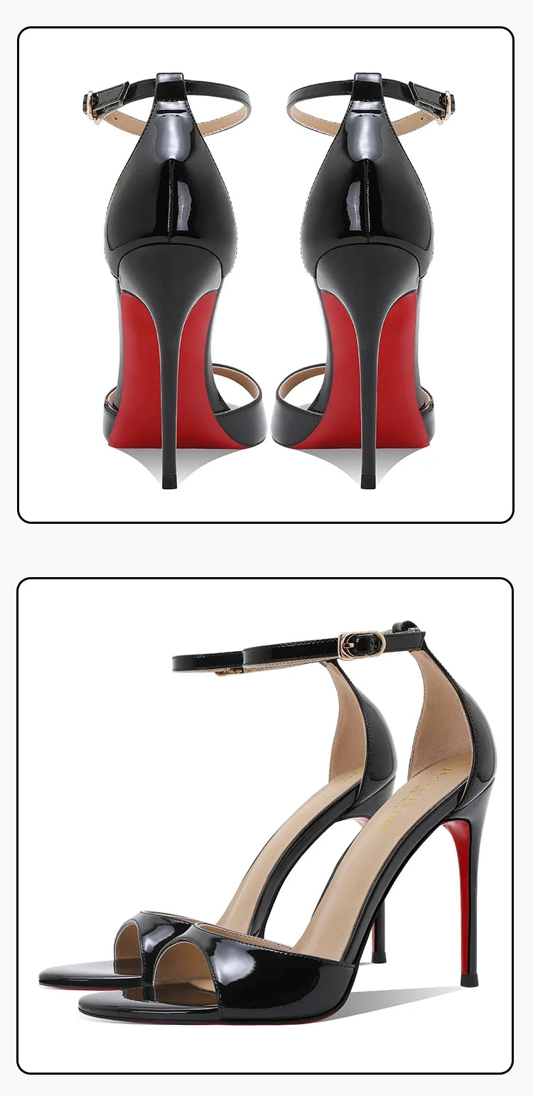 Summer new nude high heels for women, slim heels, stunning princess style, one button sandals with skirt 33-46