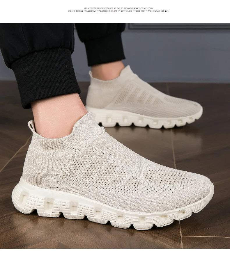 2025 New Men's Casual Sneaker Breathable Ultralight Slip On Shoes Mesh Sock Mouth Jogging Athletic Women Sneakers