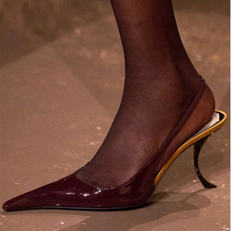 European and American Spring and Summer Fashion Party Dress Shoes Elegant Women's Stiletto High Heels Back Hollow Sandals