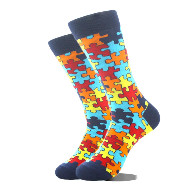 Cool Design Avocado Crew Socks Men Creative Eye Guitar Bus Pattern Sokken Duck Cat Fox Otter Animals Divertidos Chaussette Sox