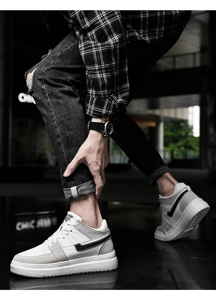 Genuine Leather Height Increasing Elevator Shoes Men Woman Height Increase Shoes 6cm 8cm 10cm Man Sneakers Sport Casual Shoes
