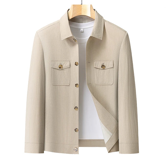 Outdoor Linen Men Jacket Fashionable and Casual for Camping, Fishing, Hiking, Driving and Photography Trips, Lightweight Jacket