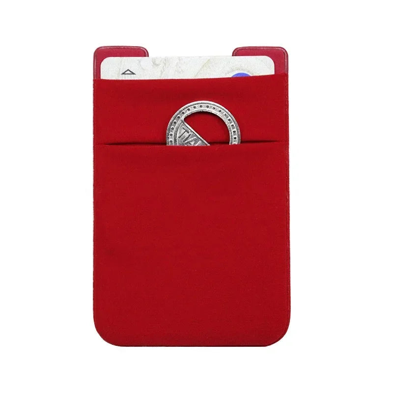 Women Men Fashion Elastic Cloth Cell Phone Card Holder Mobile Phone Wallet Case Credit ID Card Holder Adhesive Sticker Pocket