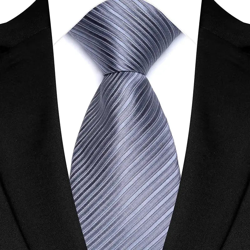 Classic 8CM Polyester Ties For Men Formal Business Silver Gray Paisley Stripes Dot Neckties Handmade College Shirt Neckwear BAZAARHUBO