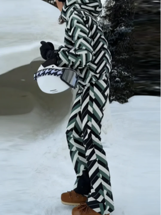 Striped Hooded Ski Suit Jacket & Pants