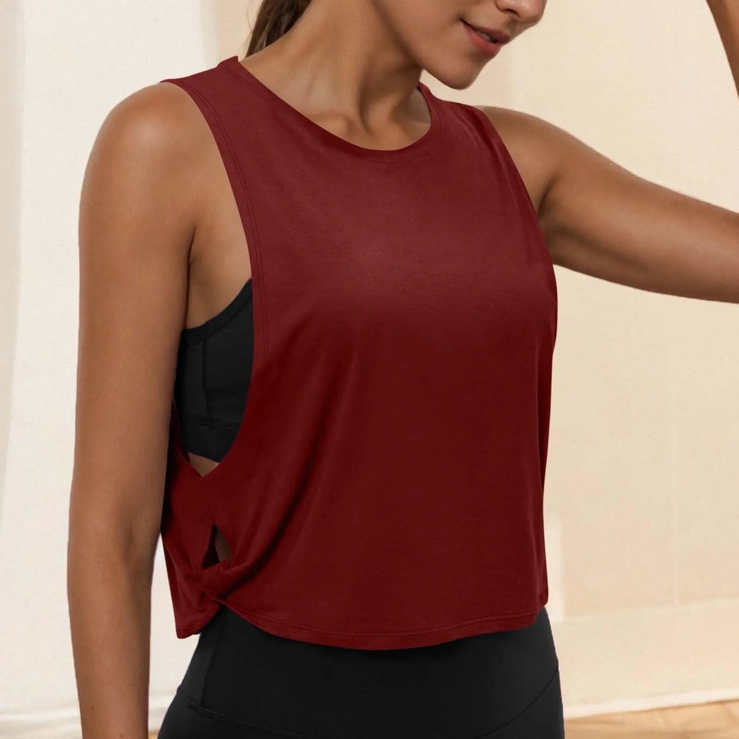 Women Sleeveless Yoga Top Breathable Gym Vest Tank Crop Top Running Tee