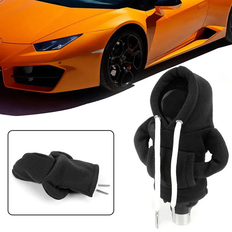 Hoodie Creative Car Handle Gear Shift Knob Lever Cover Fashion Cute Car Gear Sweatshirt Change Lever Cover Interior Accessories