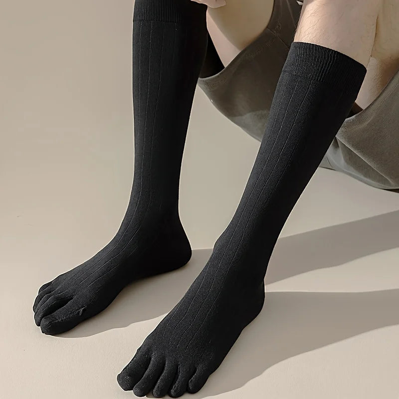 Men's Cotton Sweat Absorption Split-toe Knee-high Socks Breathable High Quality Soft Male Sock Comfortable Fashion Casual Sox