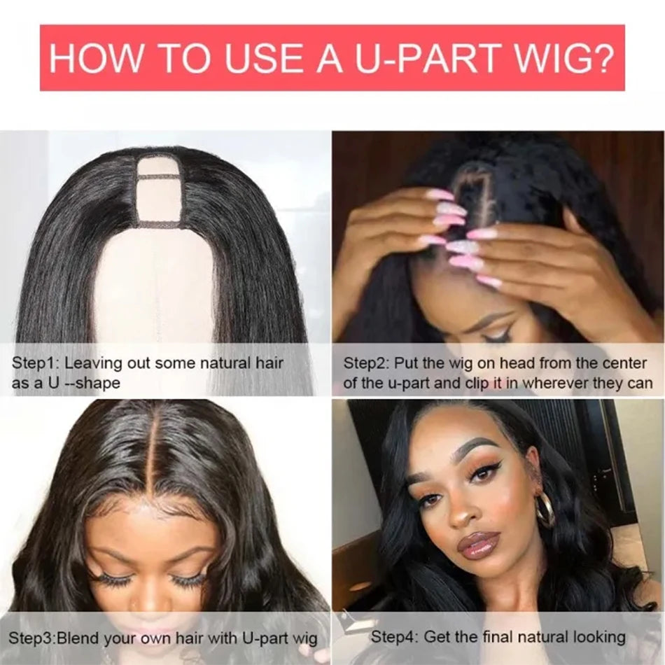 V Part Wig Human Hair Body Wave Upgrade No Leave Out Glueless Wigs U Part Shape Wig For Women Pre Plucked Remy Hair Daily 200%