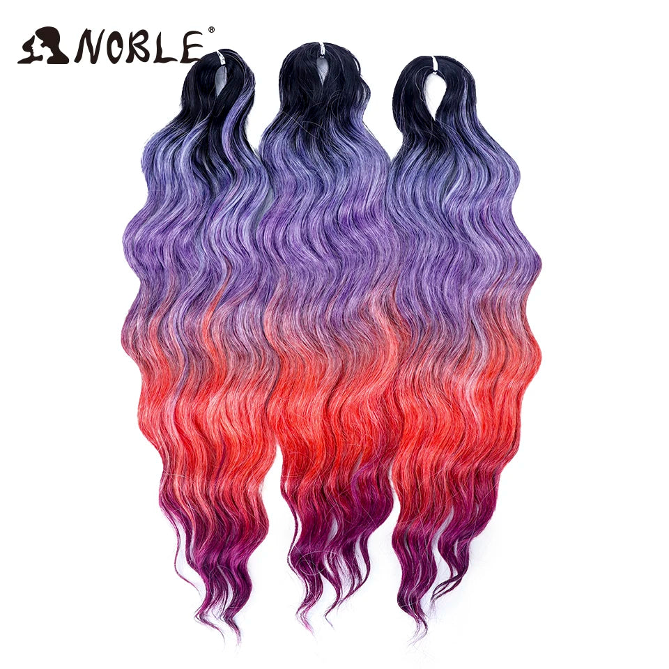 Noble 24 Inch Synthetic Hair Water Wave Braiding Hair Extensions Ombre Rainbow color Deep Wave Curl Twist Crochet Hair Extension