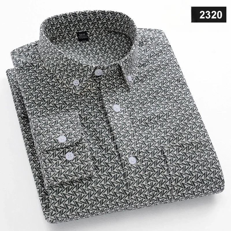 Fashion korean trends casual long-sleeve shirts for men slim fit plain shirt 100%cotton plaid striped tops soft designer clothes