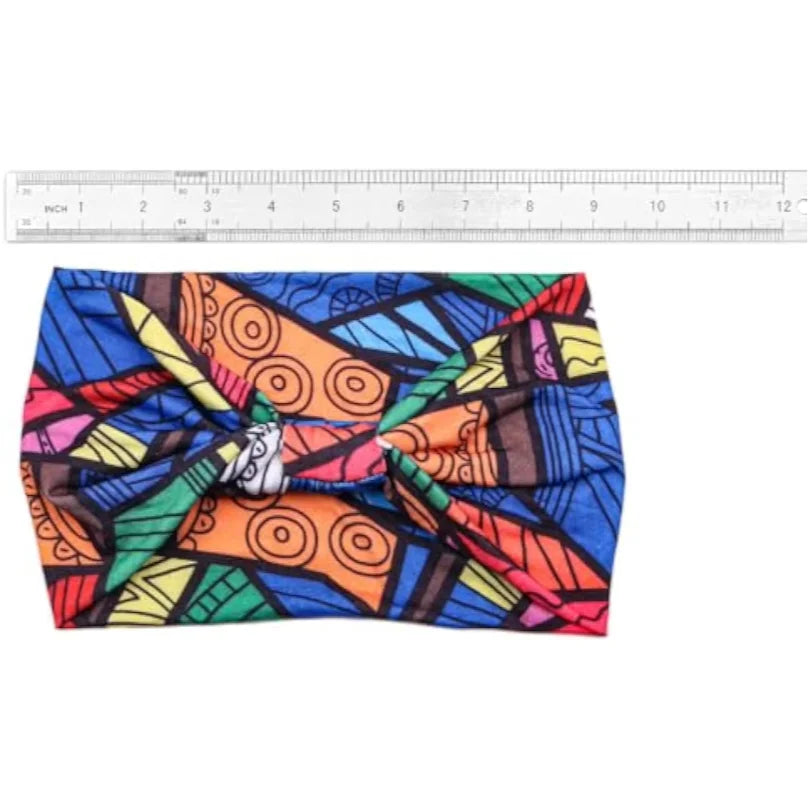African Headbands Bohemian Headscarves Retro Printed Stretch Headscarf Sports Yoga Headbands with Wide Brim
