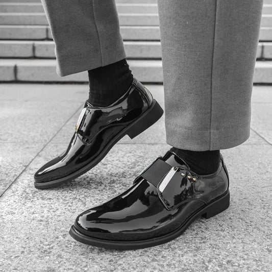 Luxury Brand Men's Shiny Leather Shoes High-end Occasions Business Men's Formal Shoes Classic Loafers Brown Retro Shoes