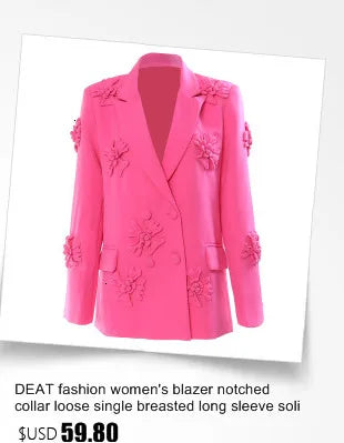 DEAT Fashion Women Blazer Notched Collar Long Sleeves Single Button 3D Love Rivet Decoration Suit Jackets Autumn 2025 New 7AB858